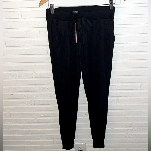 Terez Black Waffle Texture Drawstring Joggers, Women’s Size Small - Picture 1 of 8